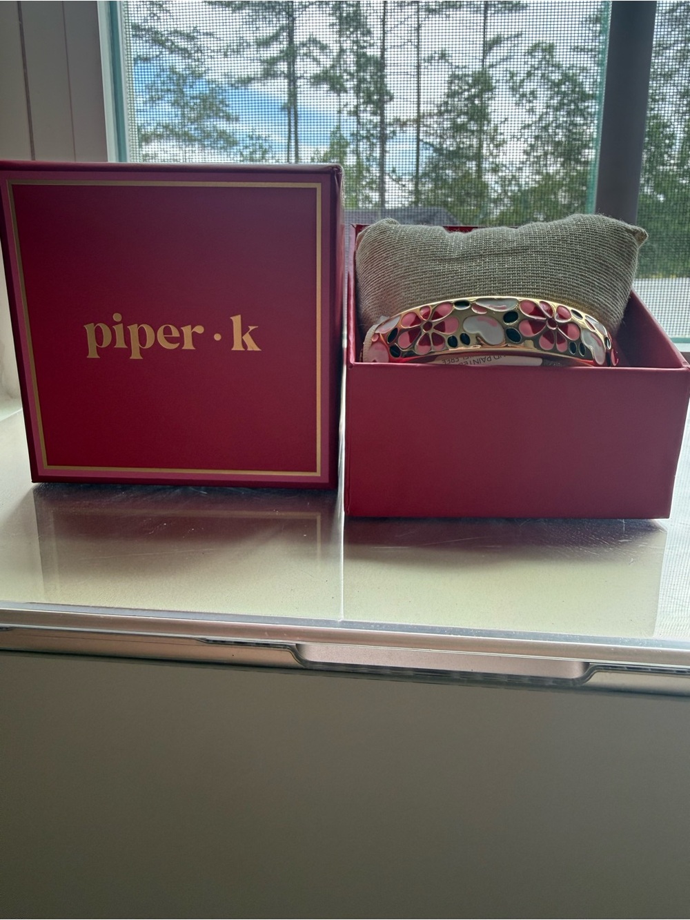 Piper K Multicolor Floral Enamel Cuff Bracelet